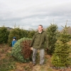Dragging the tree to our car.